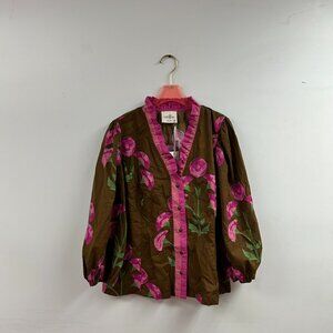 Floral Print Ruffle Top  WK1145